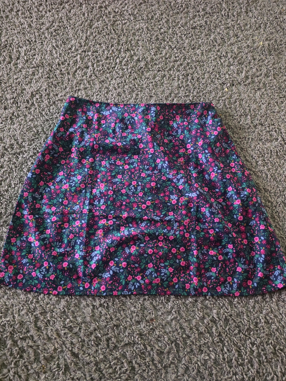 J. Crew Navy Floral Mini Skirt with Pink and Teal Flowers